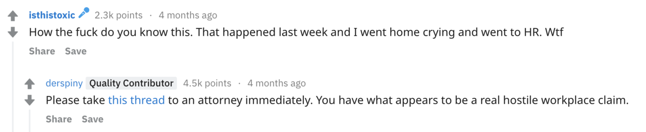 terefah:observant pregnant jewish woman goes to r/legaladvice because her coworker