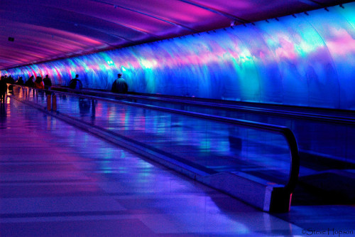 addictly: Psychedelic Light Tunnel, Detroit Airport by Steve Hopson on Flickr.