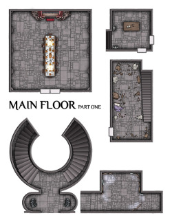 venatusmaps:Ravenloft from the D&amp;D 5e Adventure Curse of Strahd grows ever larger. Room tokens from the main floor.