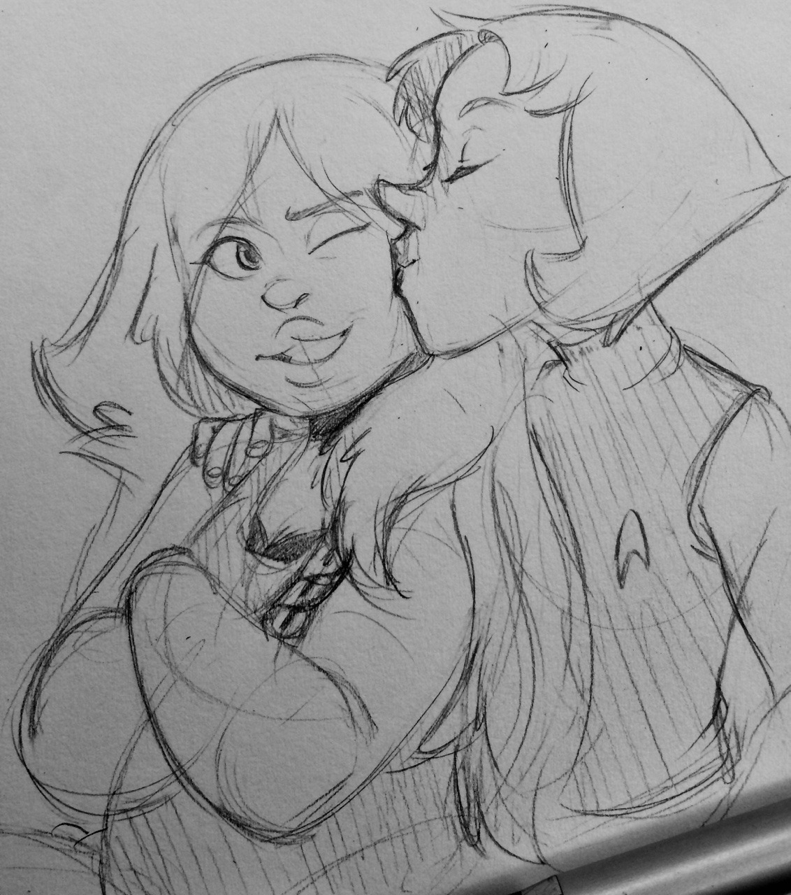 peebeesbackwardsgun:  (VERY LATE) human!Pearlmethyst scribblage for Anon cause I