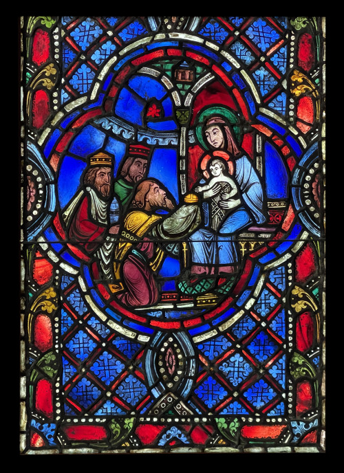 ADVENT CALENDAR DAY 12Stained-glass panel with the Adoration of the Wise Men, made by Lawrence Saint