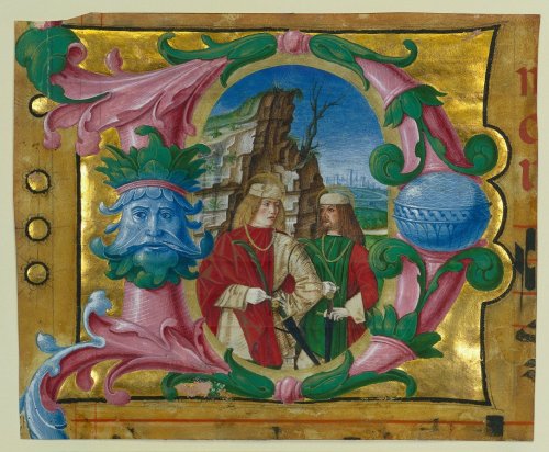 cma-medieval-art: Historiated Initial (D) Excised from a Choir Book: Two Martyr Saints, Girolamo dai