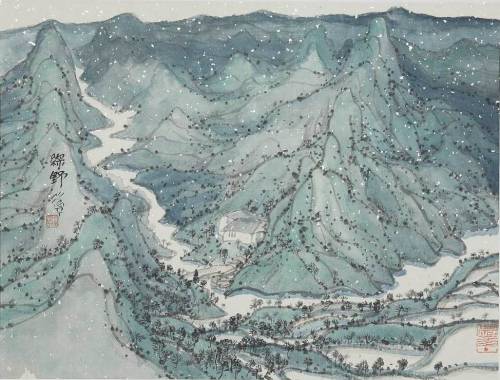 iamjapanese: Zhu Daoping（朱 道平 Chinese, b.1949） Green Wilderness, ink and mineral pigment on xuan pap