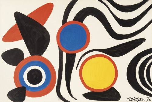 thunderstruck9:Alexander Calder (American, 1898-1976), Jolly nice, 1970. Gouache, 75 x 110 cm.