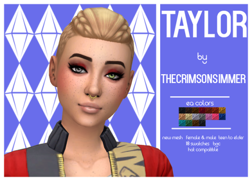 thecrimsonsimmer: Taylor Hair City Living edited mesh Female &amp; Male Teen - Elder Base Game C