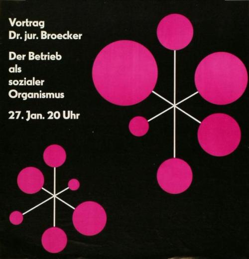 Otl Aicher, Poster &amp; Flyer for Volkshochschule, adult evening classes, 1953-56. Ulm, Germany.Via