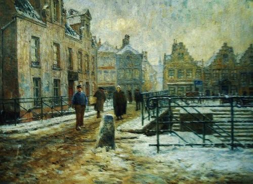  Winter in Gent  -  Ferdinand Willaert (Belgian 1861-1938)