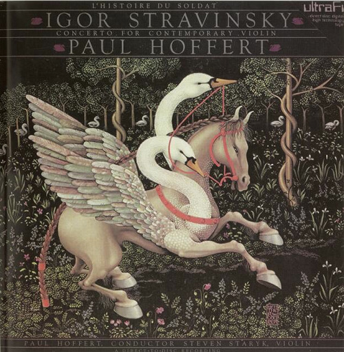 Cover of an SQN record with works by Strawinsky and Paul Hoffert, 1981. Also used as a poster. Desig
