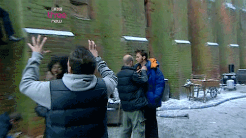 mizgnomer:  Helping dress David - on the set of Doctor Who(…okay, so usually it’s fixing his microphone or special-effects harness, but it’s still helping him get dressed) 