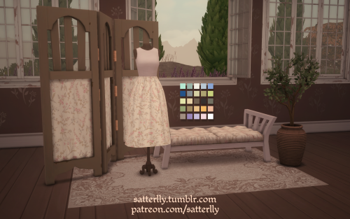 Ma chère Provence Bedroom set #1New mesh (EA-mesh edit)Classic carpet + Dress on mannequin + Ottoman