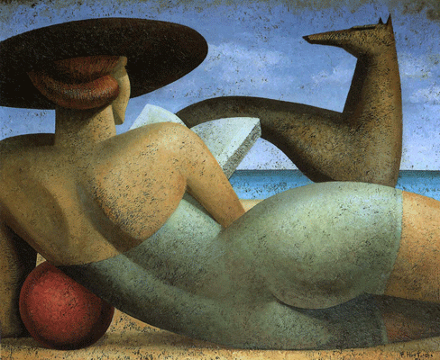 kitschgirl65:  Mujer leyendo en la playa (1994) óleo 61 x 73 cms. / Fabio Hurtado Woman Reading On The Beach 