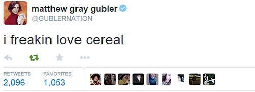  When I find myself in times of trouble, Matthew Gray Gubler comes to me, speaking