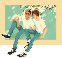 daryshkart:finished my iwaoi pic, while rereading my fave fic about them - to be first, to be best