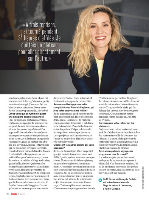 Evelyne Brochu: “It’s good to take on new challenges”[7 jours magazine, March 28, 2019. ✒️ : Michèle