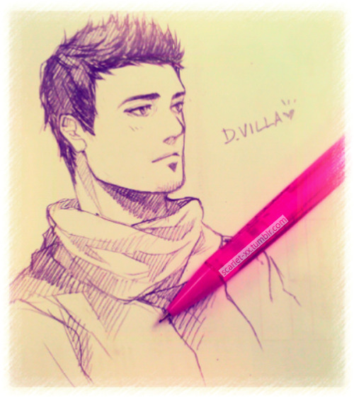 my art: David Villa sketch in class