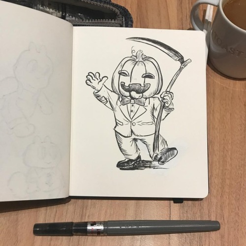 And so it begins. 1/31 . . #inktober #inktober2018 #pumpkin #lad #harvest #scythe #spoopy #spooky #c