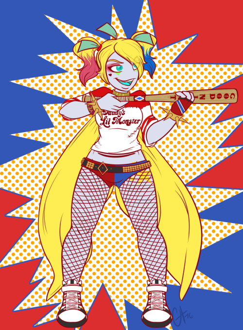 citrusvision:  Drew one of my pokemorph characters, Stella as Harley Quinn from Suicide Squad for Ha