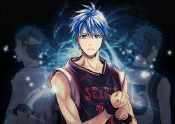 mosaku-k:  Team Kurokocchi.  I’m still in the process of editing Team Akashicchi because my drawing style changed so much from when I first drew Akashi. Hee, so these are the Kiseki who answered that he gets along with Kuroko the best~ Kise’s never