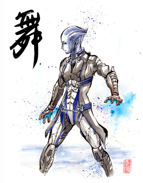 fuckyeah-masseffect:  theomeganerd:  Mass Effect ~ by MyCKs       Calligraphy translations:  Liara - DanceGarrus - TrustKaiadn - RighteousnessWrex - UndefeatableMordin - Responsibility / DutyTali - Great Land / EarthThane - True  