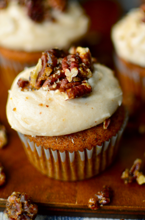 magicalfoodtime:(via Yammie’s Noshery: Pumpkin Cupcakes with Browned Butter Cream Cheese Frost