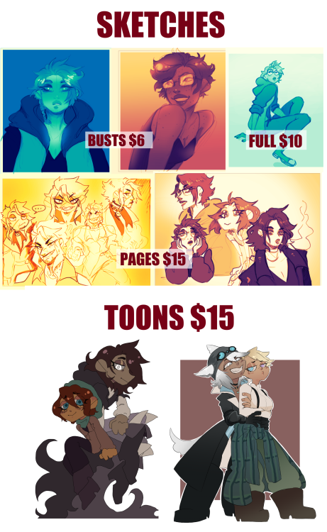 fainfaineant:COMMISSIONS OPEN!Additional Information!FOR SKETCHES- extra $5 per added character- ske