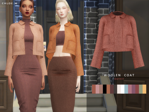  ChloeM-Woolen CoatCreated for :The Sims415 colors Find in  Accessories-Gloves Hope you like it!Down