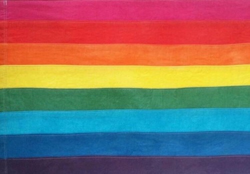 gayelectro:  profeminist:  edgarscatalog:  The original flag, by Gilbert Baker, June 25, 1978.  “The first Gay Pride flag was made in 1978 by a man named Gilbert Baker. He gave a meaning to each color.” Beginners (2010) - Directed by Mike Mills  Fun