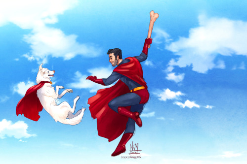 kickingshoes:  More Superman doodles!! Hypothetical costume (with Kara~~~), Krypto and kittens! DO NOT REPOST (((o(*ﾟ▽ﾟ*)o)))