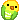 pixel art of a green and yellow bird blushing with a heart next to its head.