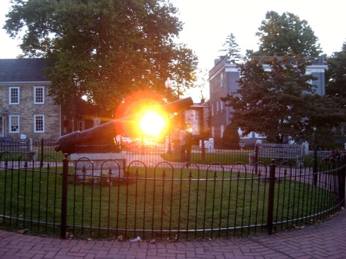 Today I noticed Nazareth henge! The equinox sunrise shines down Center Street into the circle at the center of town.A ha