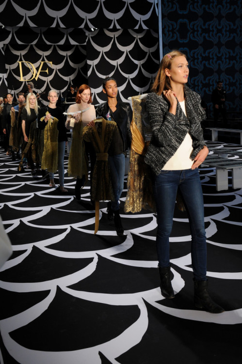 Models rehearse for the American Express UNSTAGED Fashion with Diane Von Furstenberg at Spring Studi