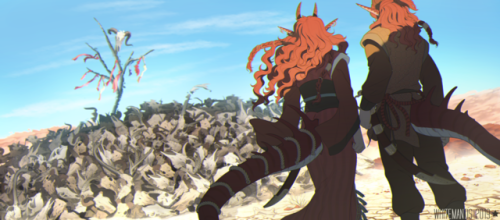 whitemantis:  Crossing the desert, the twins come across an offering to Oomadagúr, the Sun Eater: a 