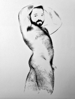 thedailydrawingproject:  Hairy body, 16th january2014 / marker on paperby Olivier Flandrois + The daily drawing project 
