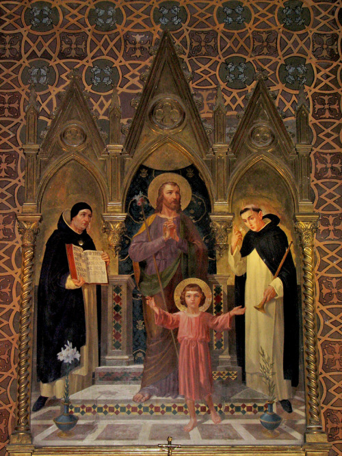 theraccolta:  St. Joseph and the Child Jesus with Sts. Thomas Aquinas and Vincent Ferrer