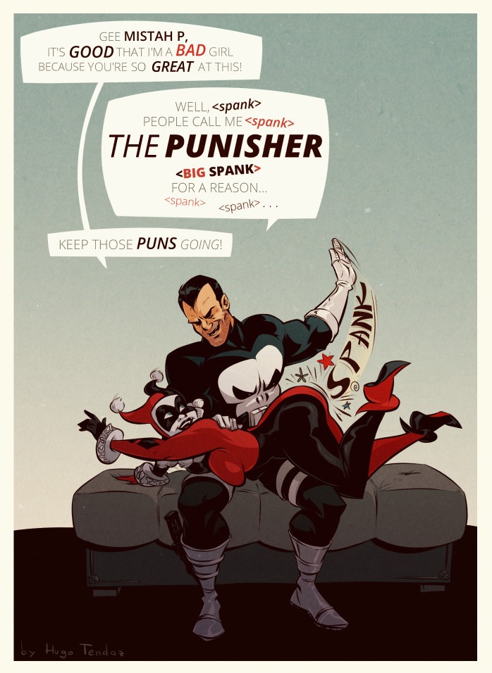   Harley Quinn and The Punisher - The SpankisherHarley getting those puns delivered