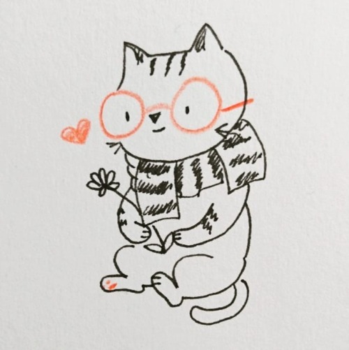 Follow instagram link for video of me drawing! glasses cat doodles