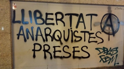 ‘Free anarchist prisoners!’Barcelona, August 2017There were many actions around the world during thi