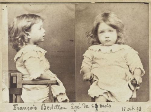 nonlinear-nonsubjective: 1800snostalgia: Mugshot of a 2-year-old Francois Bertillon, arrested for ea