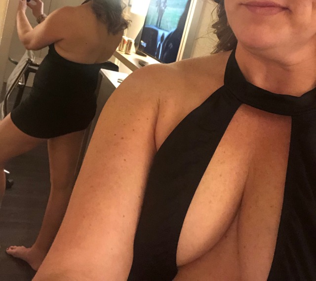 blueeyesfantasy:My wife is out of town at a hotel tonight. She sends me this picture. I’d love for her to wear this and go down to the hotel bar for a few drinks. I could only imagine what would happen if she did…