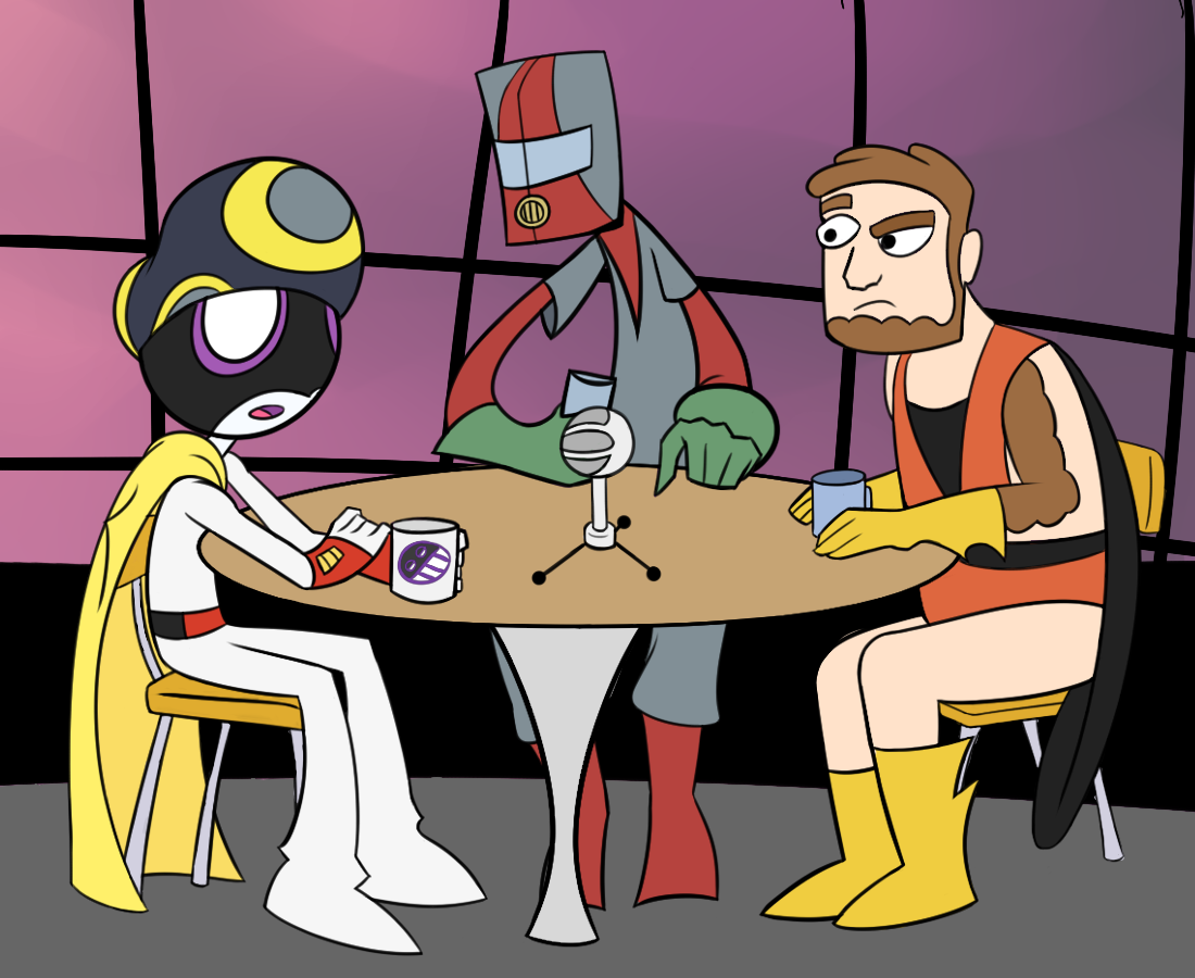 beebiggie:  I drew the pizza party podcasts crew as space ghost characters @pan-pizza