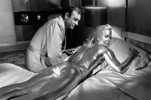 Sean Connery, Shirley Eaton; production still from Guy Hamilton&rsquo;s Goldfinger (1964)