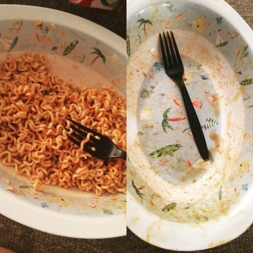 Before and after #spicyramenchallenge #completedsuccessfully  www.instagram.com/p/BncaY0uHGP