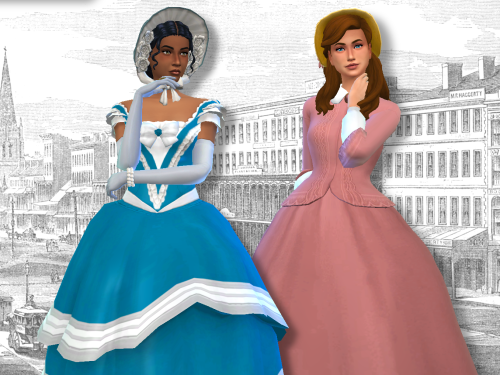 alainas-sims:Cécile Rey and Marie-Grace Gardner, 1863 Cécile: hair / bonnet / eyes / blush / lipsti