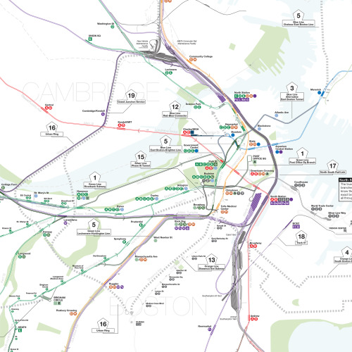 The Boston Historic “T” Expansion Track Map shows every proposed extension of the T sinc