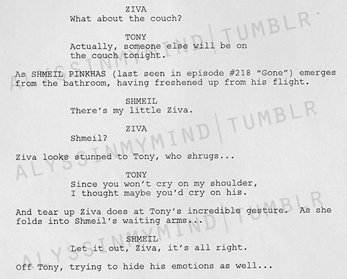 alyssinmymind:There are two different versions of the same scene it seems - in one Ziva cries in the