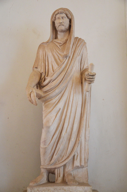 Statue of the emperor Hadrian (r. 117-138 CE) as pontifex maximus.  From Rome; now in the Capitoline