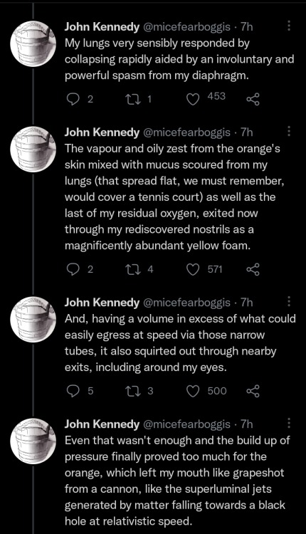 vicshush:a-nervous-system:a-nervous-system:[ID : A chain of tweets by user John Kennedy (@micefearboggis) that reads : “When an article says "some scientists think” then remember this: I, a scientist, once thought I could fit a whole
