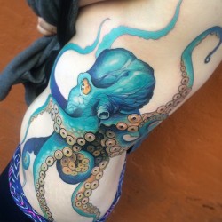 inkandhonor:  Check out this piece by Jayme Goodwin @jaymegoodwinart #tattoo #tattooer #tattoos #jaymegoodwintattoo #jaymegoodwinart #color #colortattoos #octopus #octopustattoos #inkandhonor 