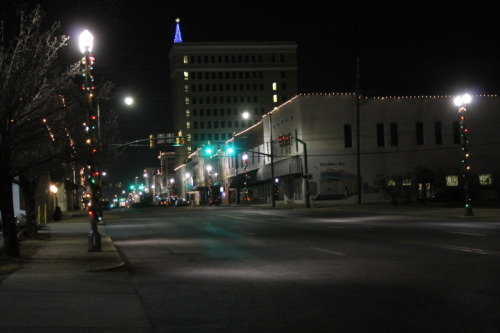 Even Noble Street is decked out in Christmas lights!