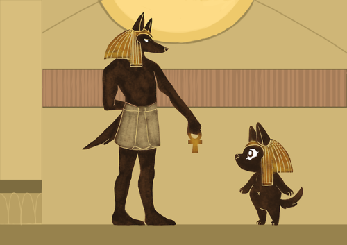 sushi-okita:Some researches for a story about little Anubis wanting to become the best god I did for